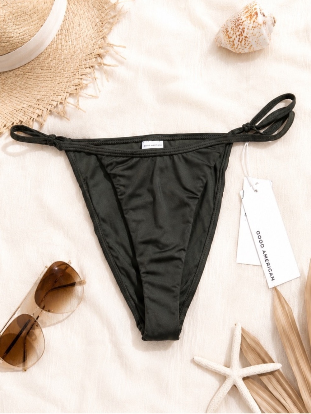 NWT Good American High Leg Extra Cheeky Bikini Bottom Dark Green Size 2/Medium